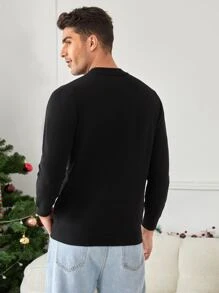 GENTILAND Men 1pc Christmas Pattern Jumper - Black - View 2