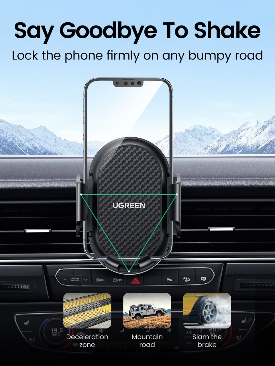UGREEN Air Vent Car Phone Mount 360º Rotation Phone Holder 4.7-7.2'' Phone Stand Compatible With Iphone Xiao Mi OPPO