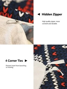 Christmas Deer Pattern Duvet Cover Set Without Filler - Multicolor - View 4