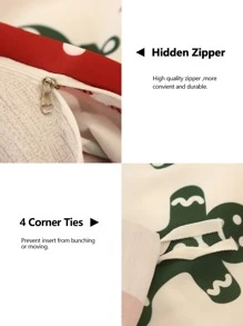 3pcs Multicolor Printed Red And Green Bedding Set - Multicolor - View 5