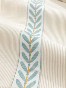 1pc Leaf Embroidery Sofa Armrest Cover - Beige - View 2