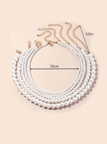 SHEIN Belle 5入組假珍珠裝飾珠子項鍊 - 白色 - 查看 3