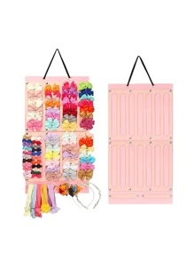 1pc Studded Decor Hanging Jewelry Storage Bag, Pink Wall Hanging Jewelry Organizer For Home - Pink - View 1