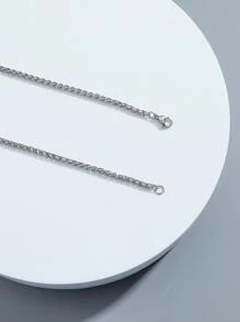 男士極簡風格鏈條樣式項鍊 - 銀色 - 查看 3