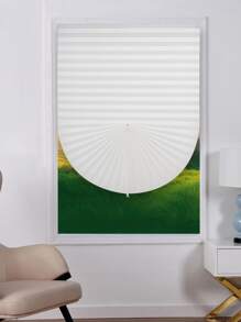 1pc Self-Adhesive Pleated Curtain Blackout And Sunshade Curtain For Bedroom Home Without Punching, Disposable Simple Curtain - White - View 2