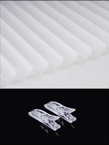 1pc Self-Adhesive Pleated Curtain Blackout And Sunshade Curtain For Bedroom Home Without Punching, Disposable Simple Curtain - White - View 3