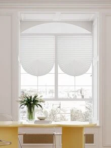 1pc Self-Adhesive Pleated Curtain Blackout And Sunshade Curtain For Bedroom Home Without Punching, Disposable Simple Curtain - White - View 6