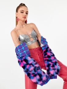 Manufactured Gold Cut Out Front Pearls Chain Strap Cami Top - Silver - View 5