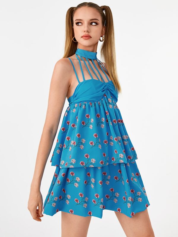 ROBE BILLY REID IMPRIMÉ FLORAL PAPILLON EN SOIE 100% - TAILLE 2 - DOS DÉCOUPÉ - OCCASION TRÈS BON ÉTAT