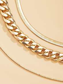 SHEIN X Lucía Bellido SHEIN SXY 3pcs Minimalist Chain Necklace