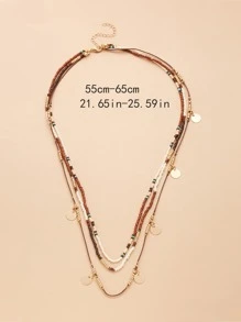 SHEIN VCAY 3pcs Disc Charm Necklace