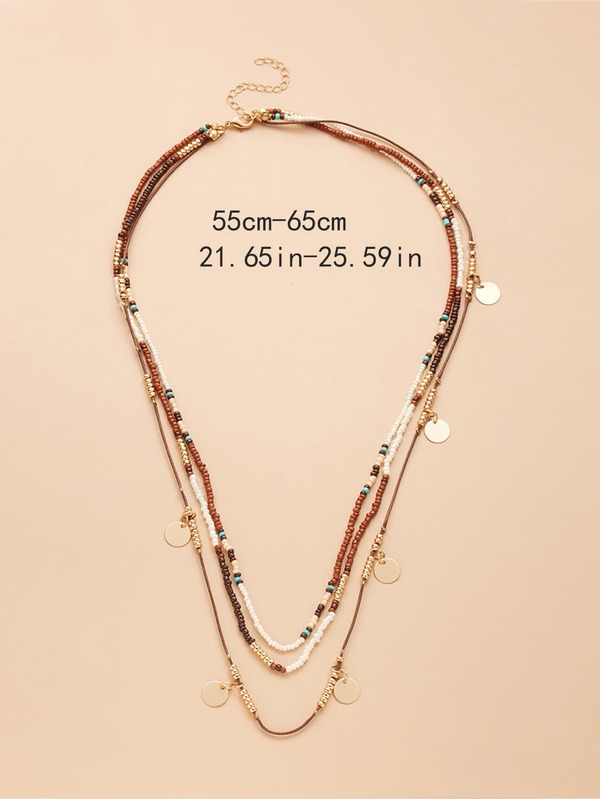 SHEIN VCAY 3pcs Disc Charm Necklace SHEIN USA