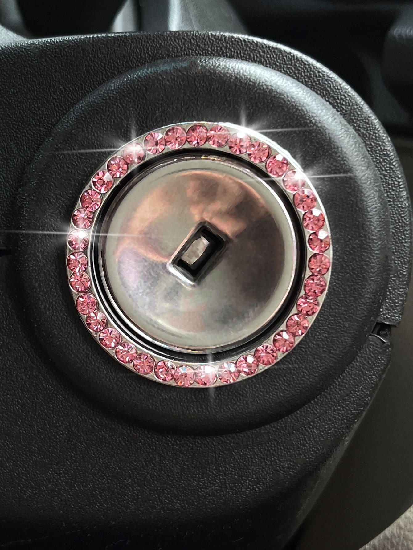 1pc Rhinestone Decor Car Keyhole Decoration Ring