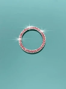 1pc Rhinestone Decor Car Keyhole Decoration Ring - Pink - View 2