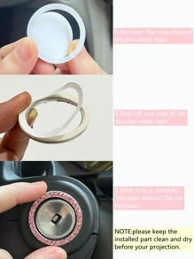 1pc Rhinestone Decor Car Keyhole Decoration Ring - Pink - View 3