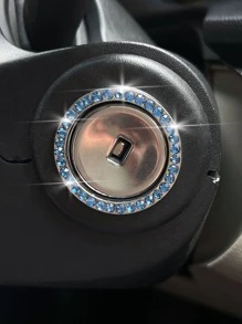 1pc Rhinestone Decor Car Keyhole Decoration Ring - Blue - View 1