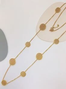 Round Decor Necklace - Yellow Gold - View 1