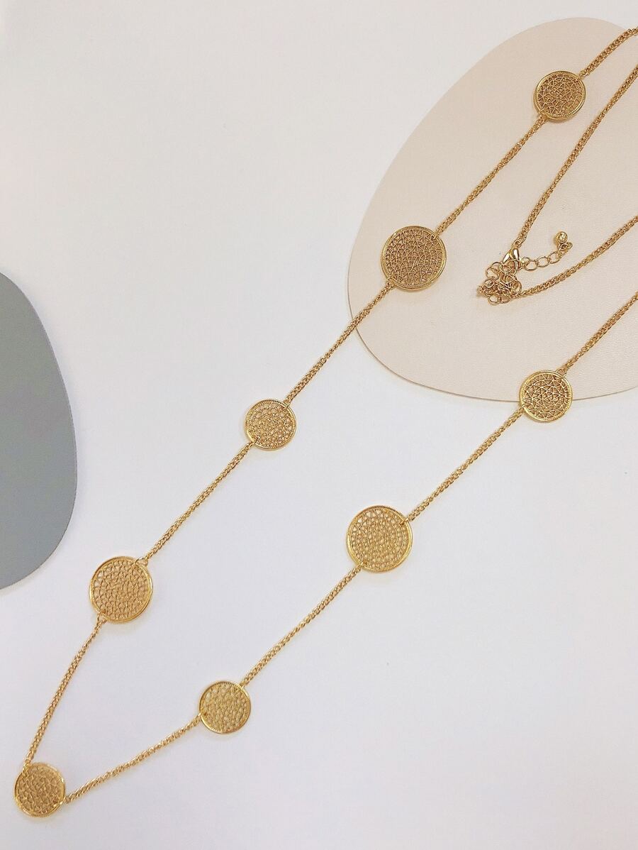 Round Decor Necklace - Yellow Gold - View 1