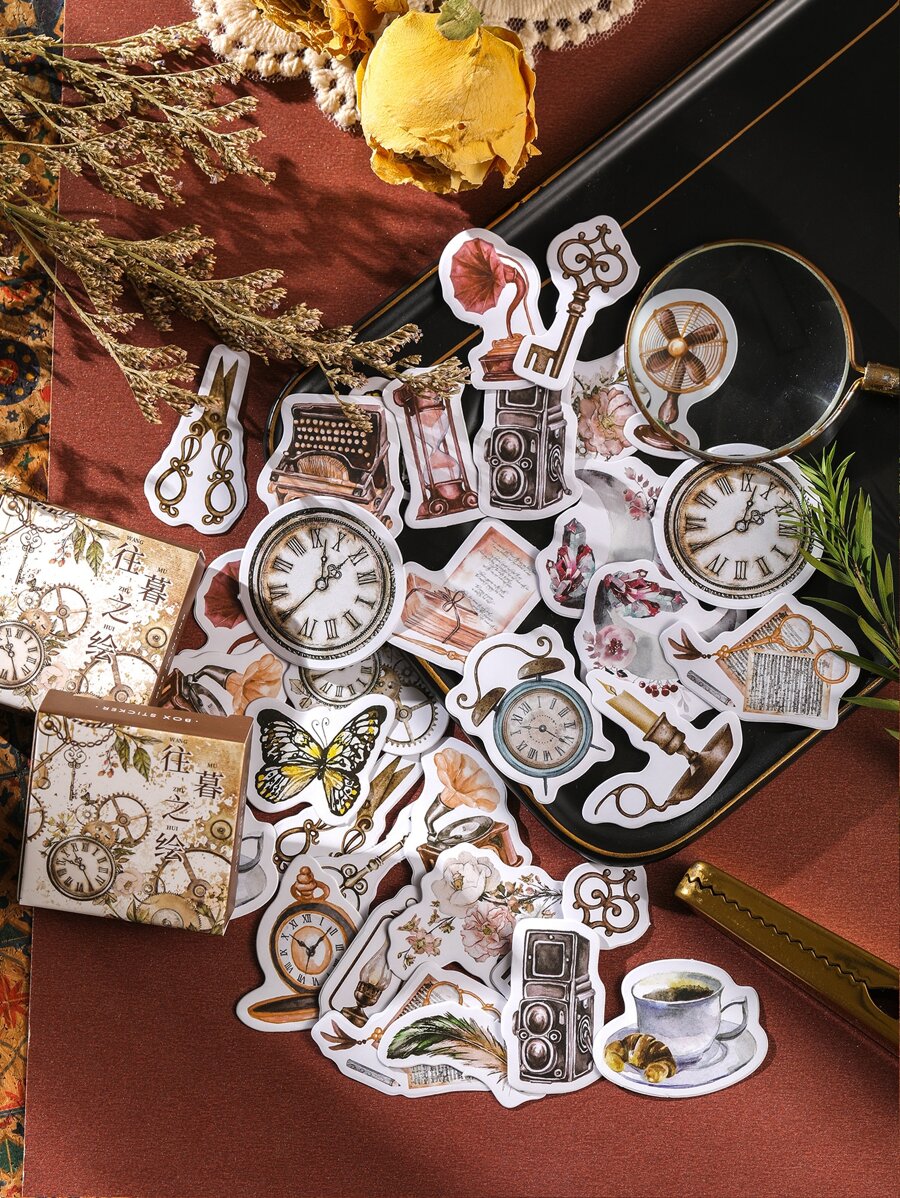 1box Butterfly & Vintage Design Decal - Multicolor - View 1