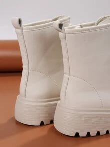 Giày bốt Nữ Thời trang màu trơn Lace-up Đúng mốt - Màu be - Xem 6