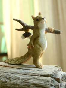 1pc Squirrel Design Garden Decoration Craft - Multicolor - View 3