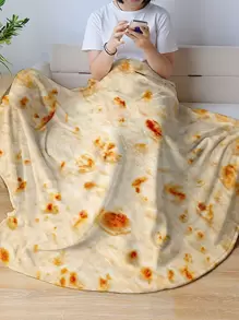 Burrito Pattern Blanket,Burritos Blanket, Double Sided Giant Flour Tortilla Throw Blanket, Novelty Blanket - Multicolor - View 2