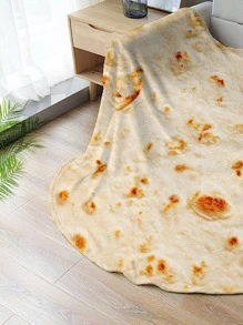 Burrito Pattern Blanket,Burritos Blanket, Double Sided Giant Flour Tortilla Throw Blanket, Novelty Blanket - Multicolor - View 3
