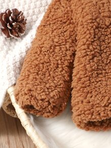 Baby 3D Ears Design Hooded Teddy Coat - Brown - View 5