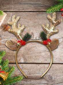 1pc Christmas Antlers Design Party Hair Hoop - Multicolor - View 2