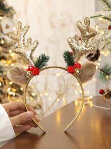 1pc Christmas Antlers Design Party Hair Hoop - Multicolor - View 4