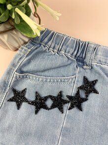 5入組水鑽裝飾星形DIY熨燙貼片 - 黑色 - 查看 2