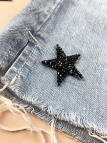 5入組水鑽裝飾星形DIY熨燙貼片 - 黑色 - 查看 3