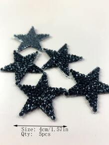 5入組水鑽裝飾星形DIY熨燙貼片 - 黑色 - 查看 4