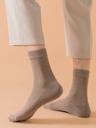 5pairs Guys Solid Crew Socks