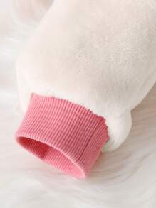 Baby Elephant Embroidery Hooded Flannel Jumpsuit - Apricot - View 6