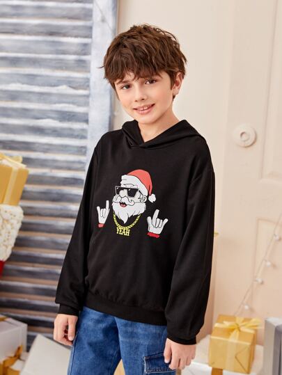 SHEIN Boys Christmas Print Hoodie