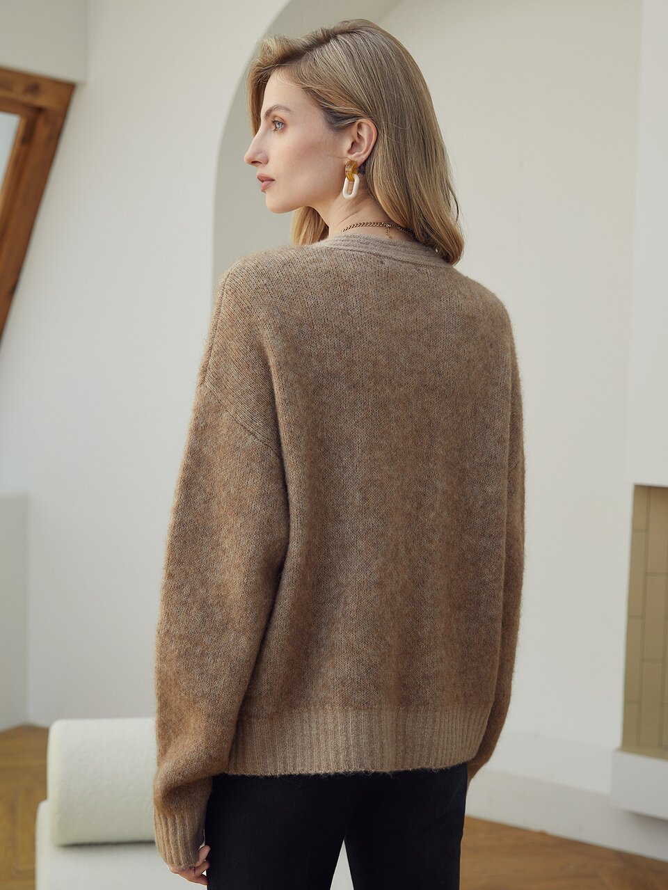 WOOL-MIX SPACE DYE CARDIGAN