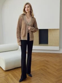 MOTF PREMIUM 羊毛混紡段染開襟衫 - 駝色 - 查看 5