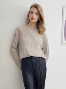 MOTF PREMIUM 100% CASHMERE FINE KNIT JUMPER - Apricot - View 5