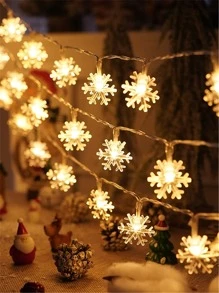 1入組聖誕10/20/30 LED2/3/4.5M雪花設計燈簾 - 黃色 - 查看 3