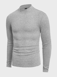 Manfinity VCAY Men T-Shirts Crew Neck Long Sleeve Basic Tee Casual Polyester - Light Grey - View 8