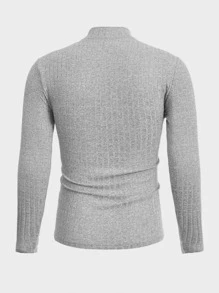 Manfinity VCAY Men T-Shirts Crew Neck Long Sleeve Basic Tee Casual Polyester - Light Grey - View 4