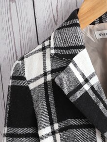 SHEIN Girls 1pc Plaid Panel Belted Overcoat - Multicolor - View 3