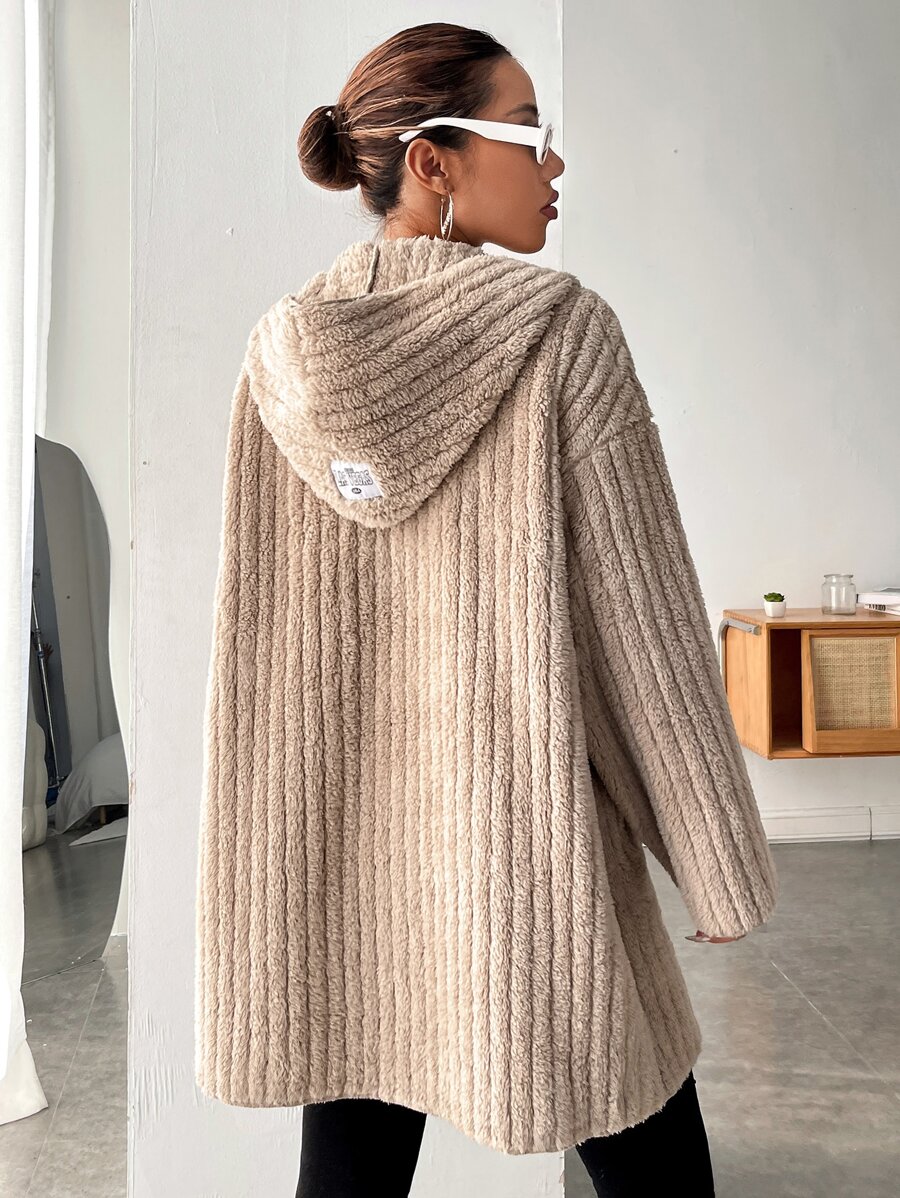 SHEIN EZwear Áo khoác nữ Đắp vá Túi màu trơn Giải trí - Màu nâu  Mocha - Xem 1