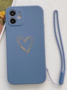 愛心圖案手機殼附帶繩子 - 藍色 - 查看 5