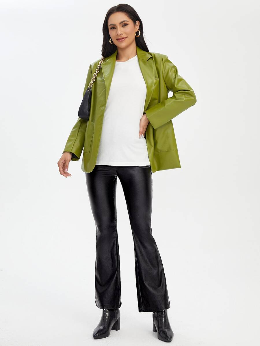 SHEIN Quần Jeans Ống Loe Cạp Cao Cho Bà Bầu - màu đen - Xem 1