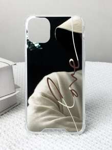 Funda de espejo con gráfico de letra Y2k de color plateado manzana, compatible con iPhone 15/15 Pro/15 Plus/15 Pro Max, 1 pieza - Multicolor - Ver 2