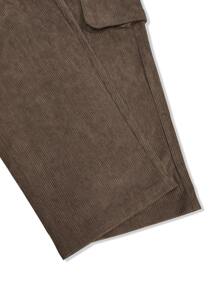 Claim Dot Men Drawstring Waist Corduroy Cargo Trousers - Coffee Brown - View 6