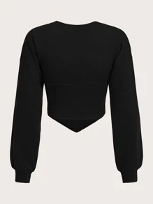 SHEIN Tween Girls' Oversized Casual Simple Comfortable Crew Neck Long Sleeve Pullover Sweatshirt With Asymmetrical Hem