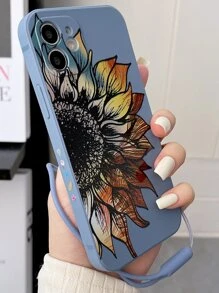 Sunflower Pattern Phone Case With Lanyard